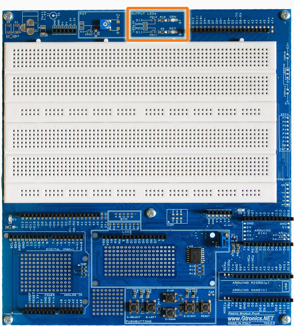 The Proto Shield Plus Output LEDs